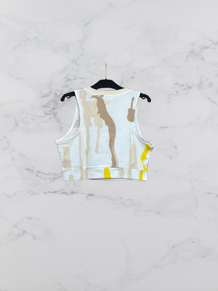 Adidas Originals Sleeveless Cropped Tank Top Colour White Multi Size 14