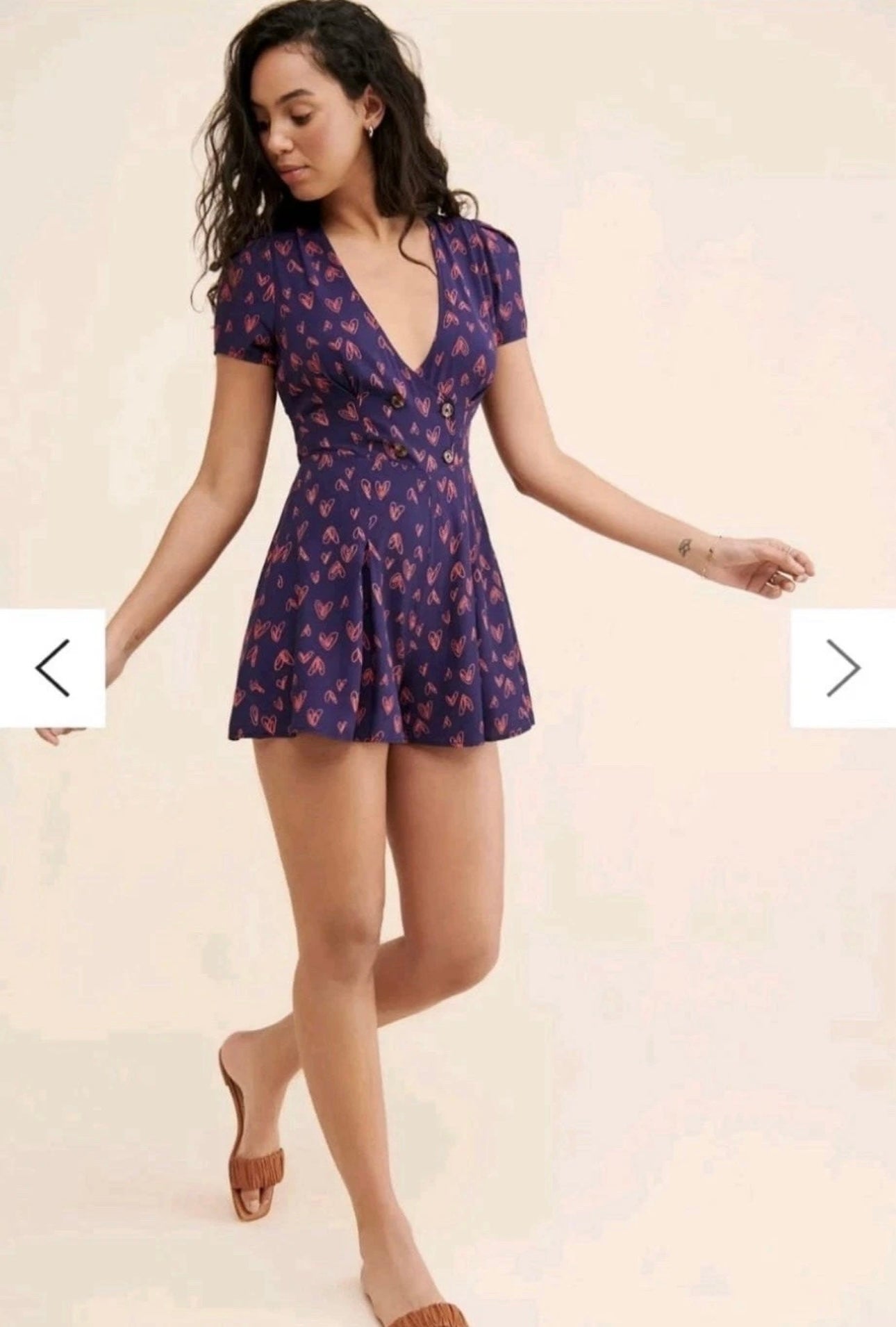 Urban Outfitters Juliette Romper Playsuit Colour Navy/Red Size S