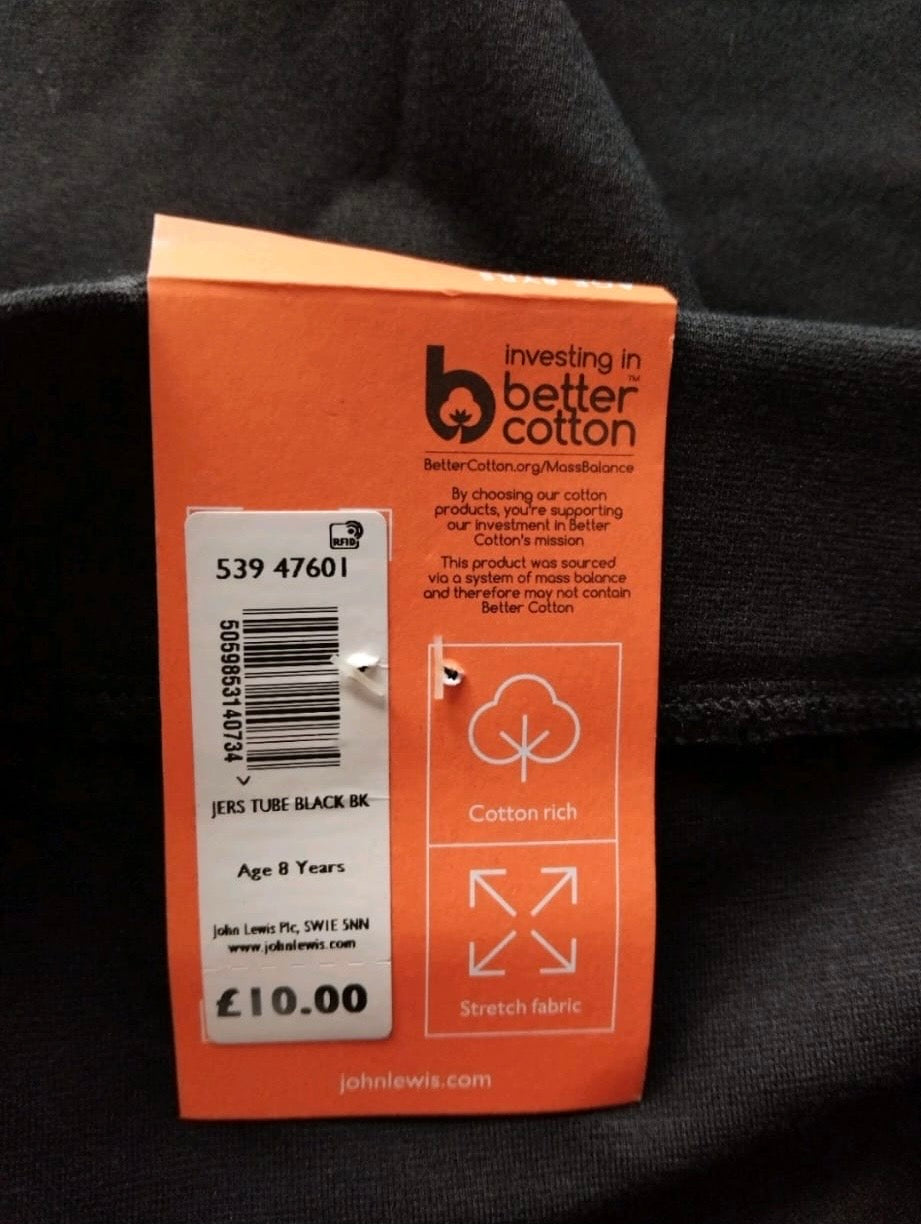 John Lewis Jersey Tube Skirt Colour Black Size 8 Years