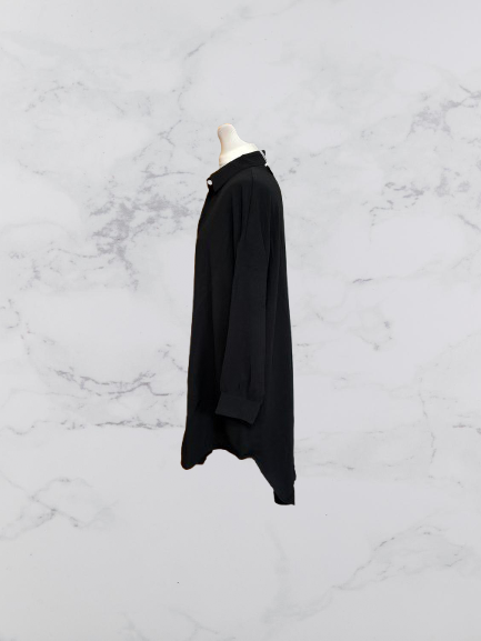 World Fashion Long Sleeve Hi-Lo Hem Shirt Colour Black Size XL (One Size 12-24)