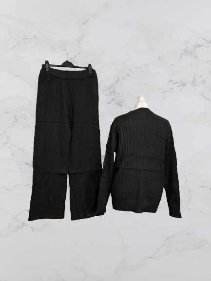 Classic&Co Knitted Lounge Set Colour Black One Size 8-16