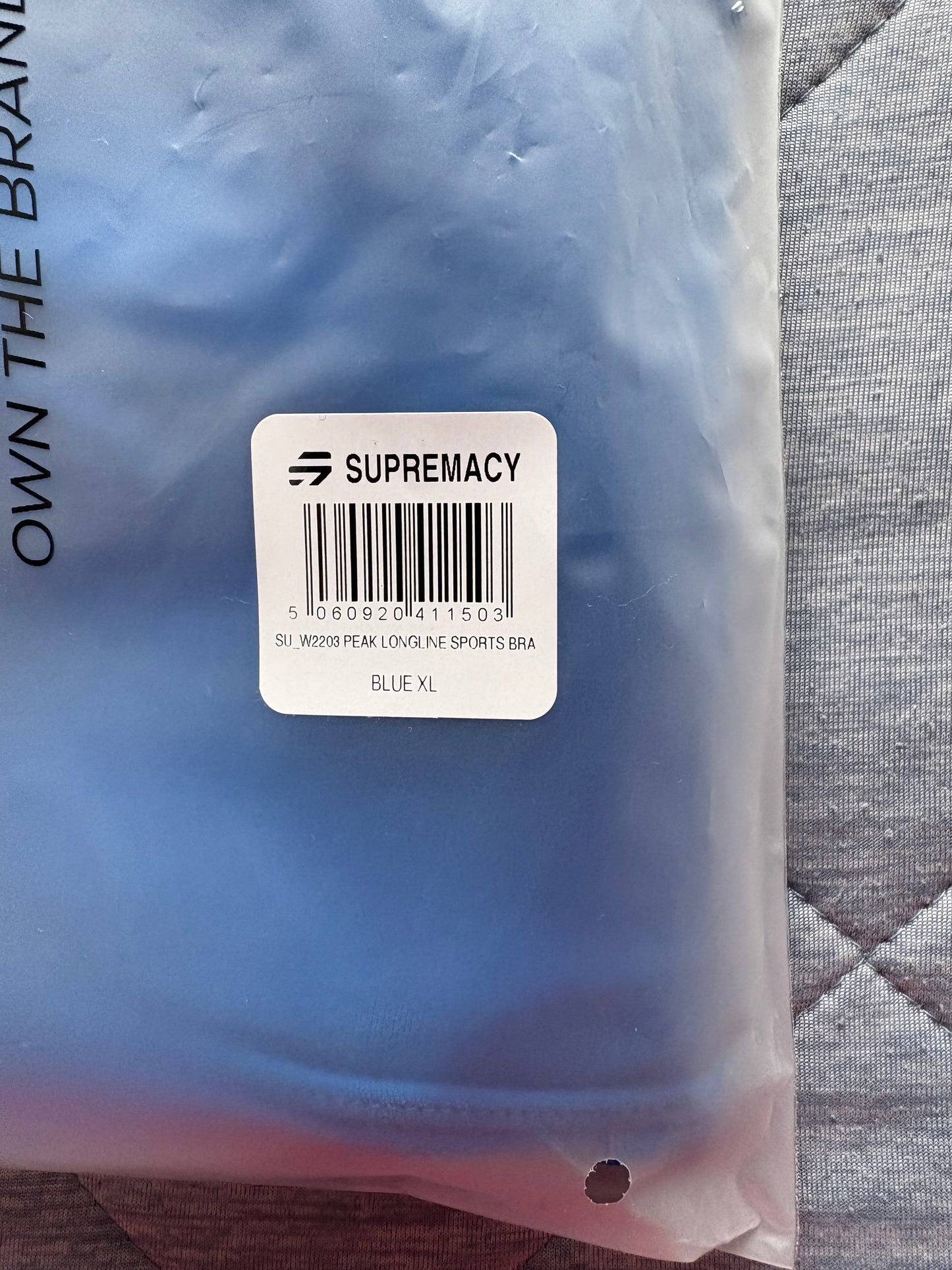 Supremacy Peak Longline Bra Top Colour Blue Size XL