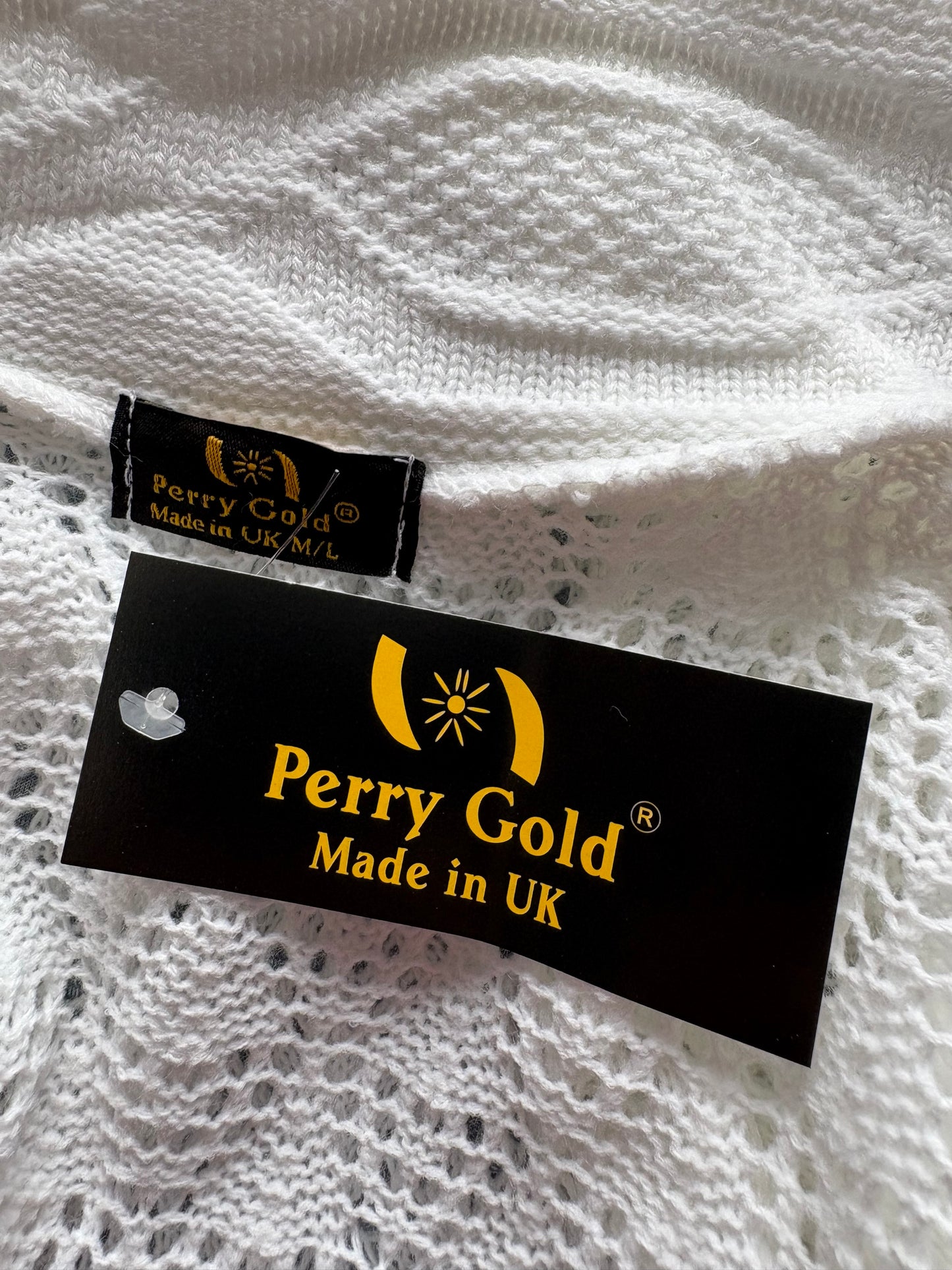 Perry Gold Short Sleeve Crochet Cardigan Colour White Size M/L