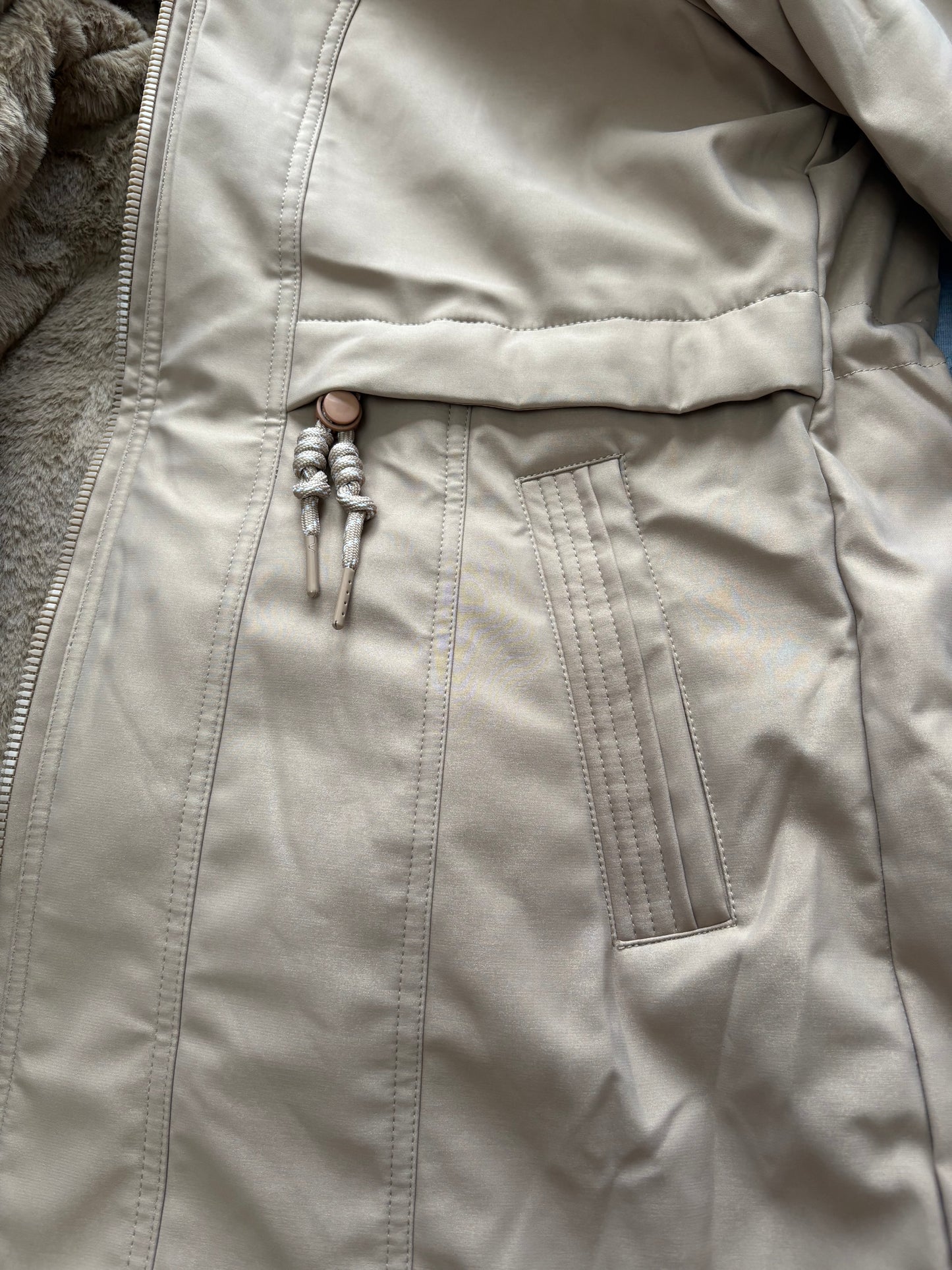 Saturne Reversible faux Fur Lined Jacket Colour Beige Size L