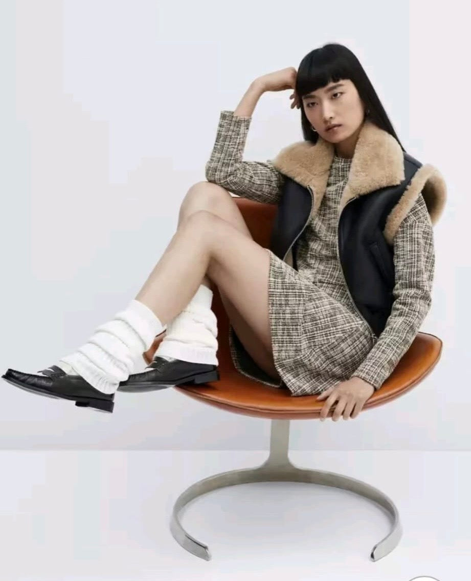 Mango Marbled tweed sweatshirt Colour Beige/Black Size XS