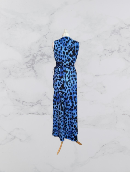 Dancing Leopard Kyla Leopard Sleeveless Wrap Dress Colour Blue/Black Size 10