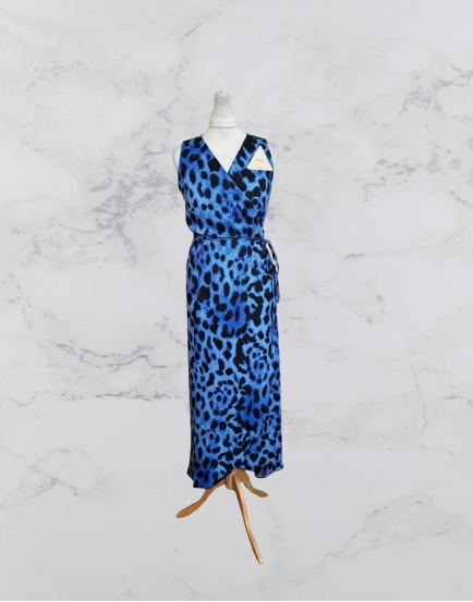 Dancing Leopard Kyla Leopard Sleeveless Wrap Dress Colour Blue/Black Size 10