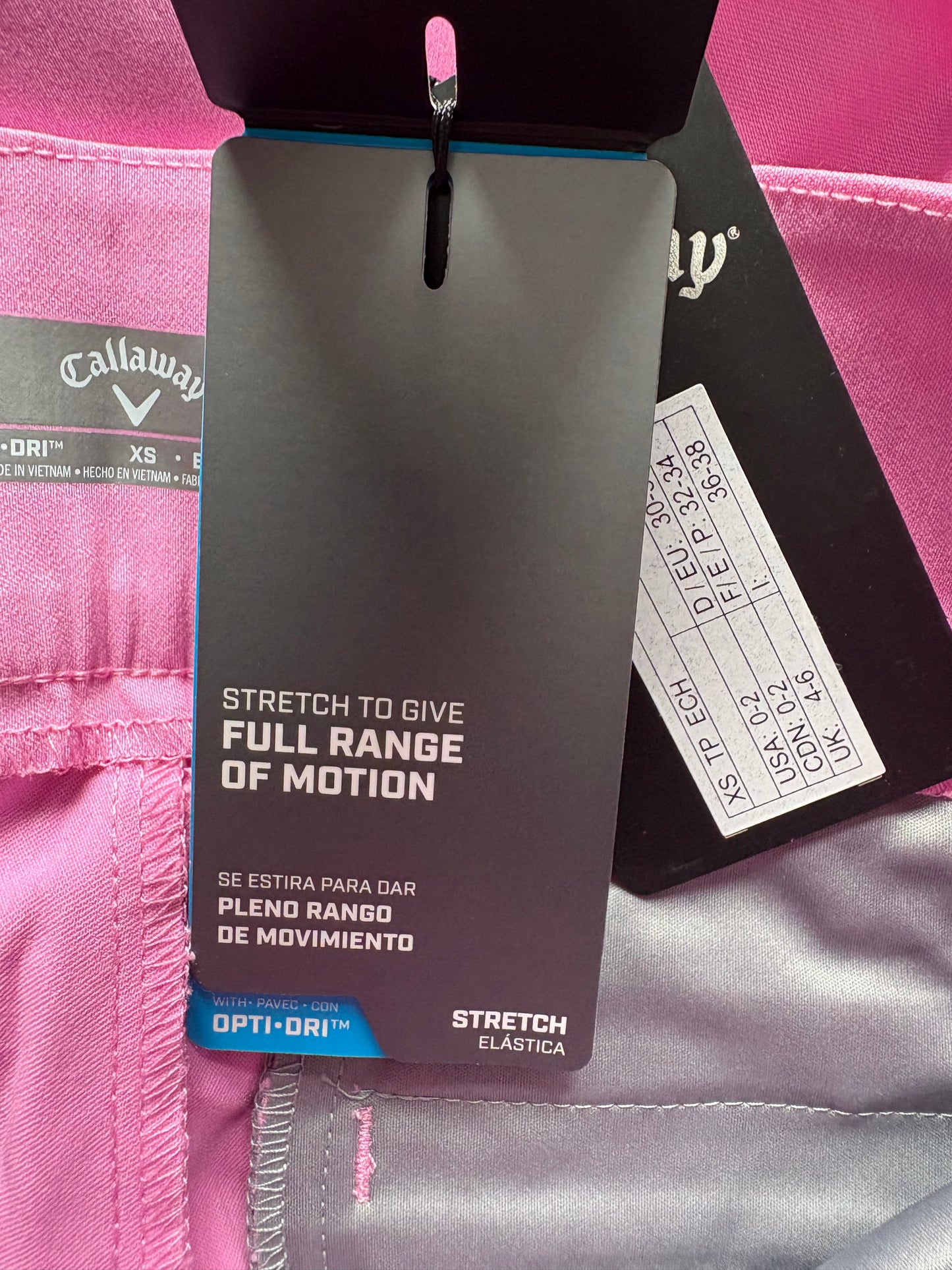 Callaway ladies Golf Cropped Trousers Colour Pink Sunset Size XS