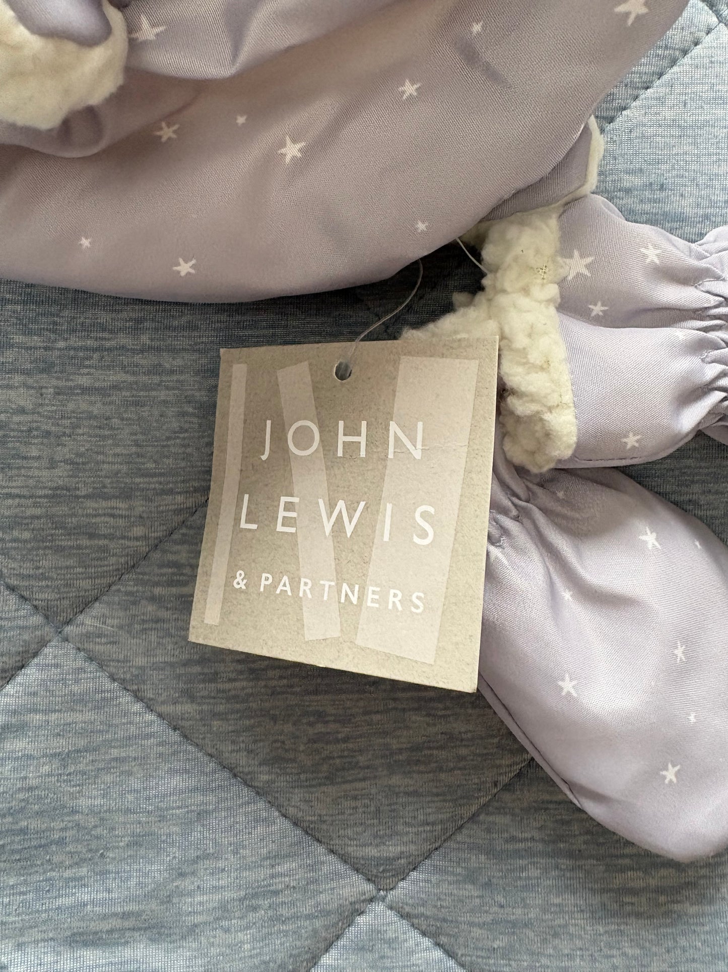 John Lewis Hat And Gloves set Colour Lilac/white Size 3-6 Months