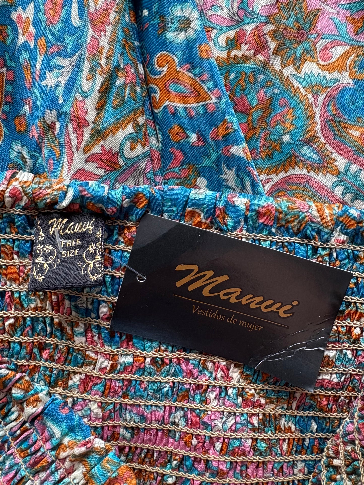 Manvi Wide Leg Boho Trousers Colour Teal Multi One Size 8-16