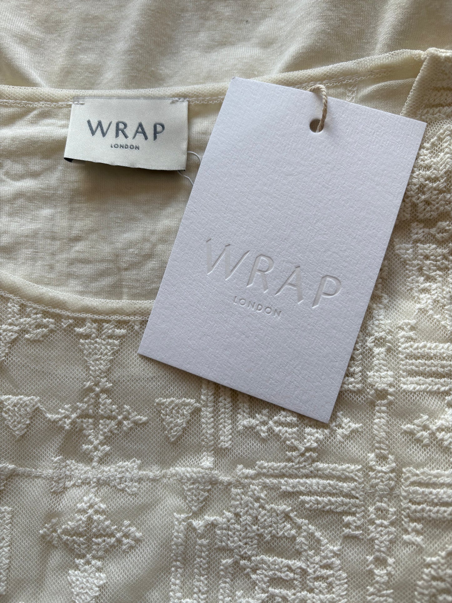 Wrap London Embroidered Long Sleeve Top Colour Cream Size 12