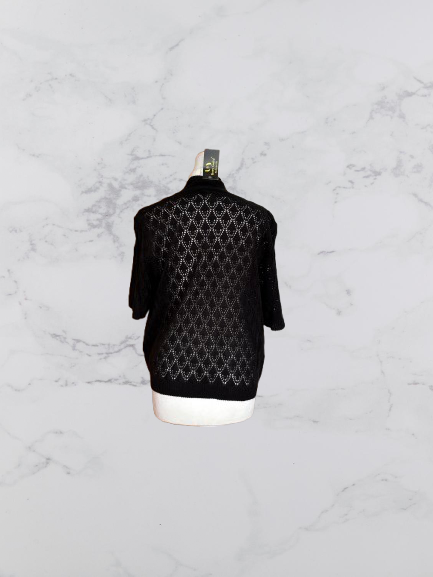 Perry Gold Short Sleeve Crochet Cardigan Colour Black Size M/L