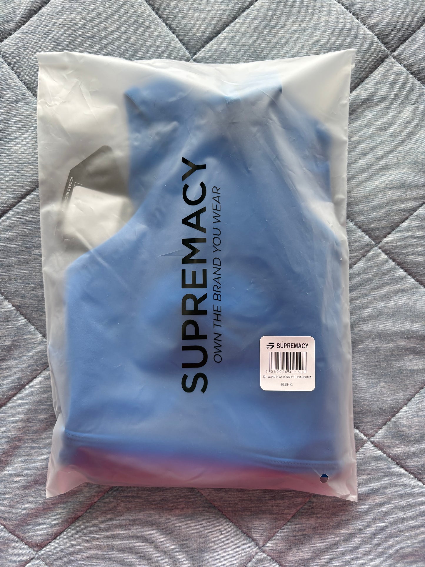 Supremacy Peak Longline Bra Top Colour Blue Size XL