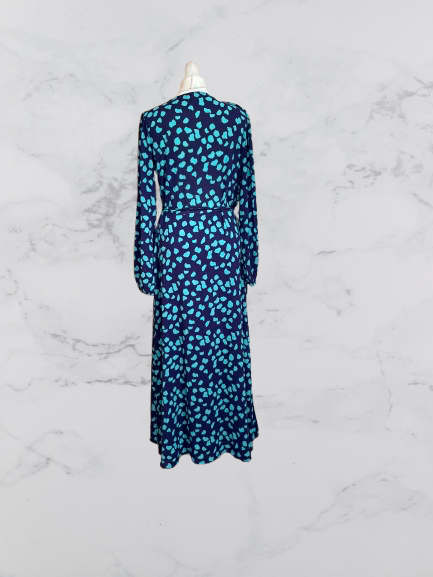 Dancing Leopard Jagger Polka Dot Maxi Dress Colour Navy/green Size 14