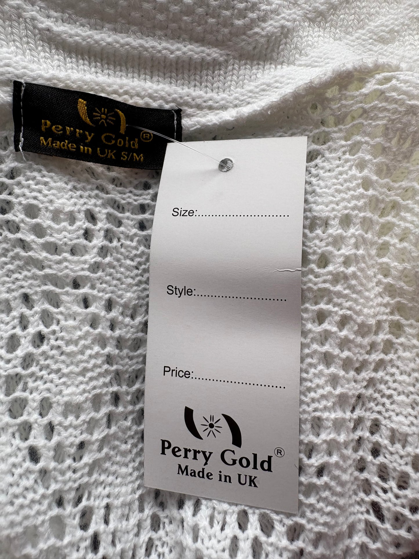 Perry Gold Short Sleeve Crochet Cardigan Colour White Size S/M