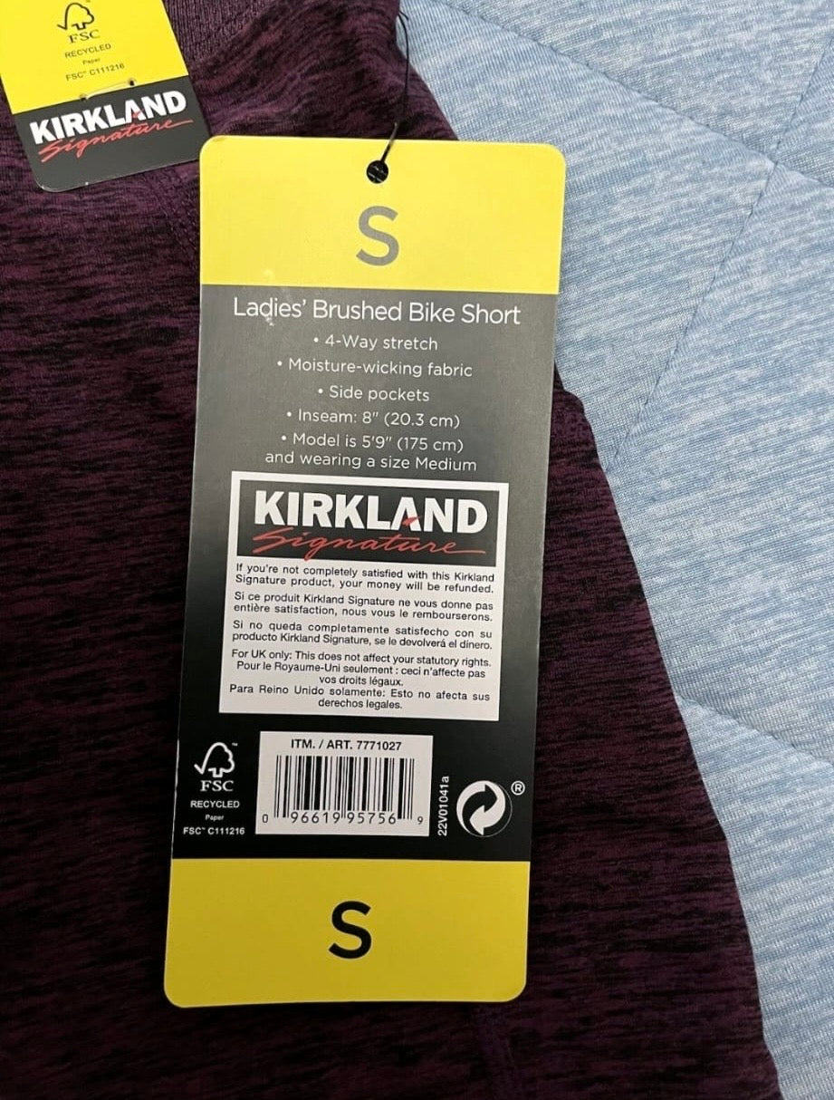 Kirkland Signature Ladies Brushed Bike Shorts Colour Burgundy Marl Size Small