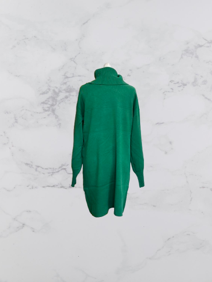 Rosy Days Roll Neck Jumper Dress Colour Green One Size 12-22