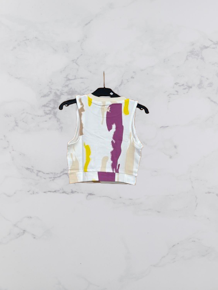 Adidas Originals Sleeveless Cropped Tank Top Colour White Multi Size 4