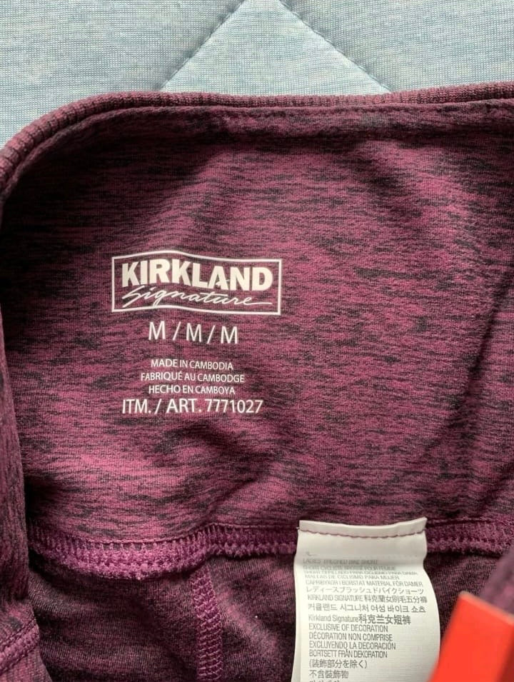 Kirkland Signature Ladies Brushed Bike Shorts Colour Burgundy Marl Size Medium