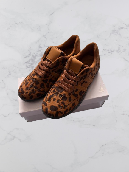 No Brand Suede Feel Trainers Colour Leopard Size 38 UK Size 5