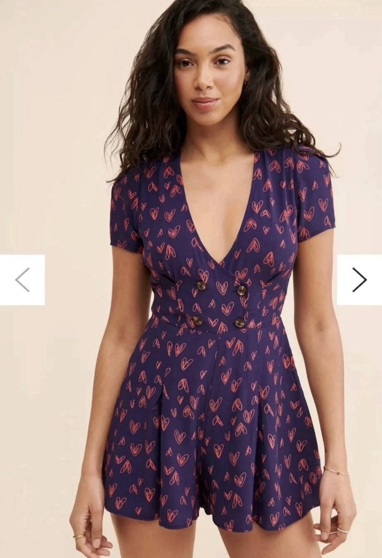 Urban Outfitters Juliette Romper Playsuit Colour Navy/Red Size S
