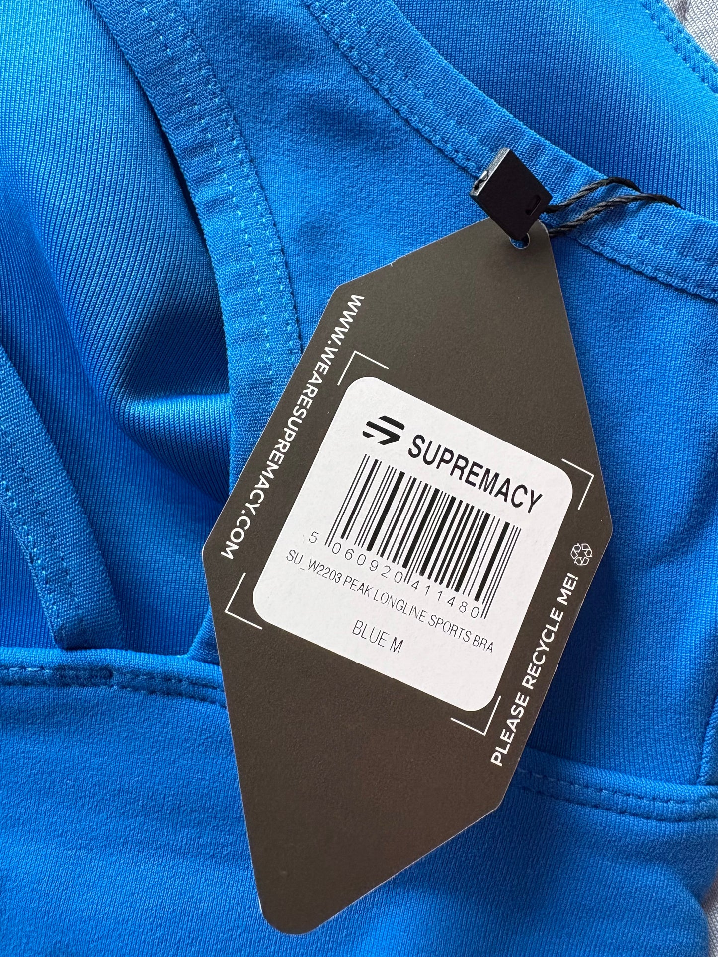 Supremacy Peak Longline Bra Top Colour Blue Size M