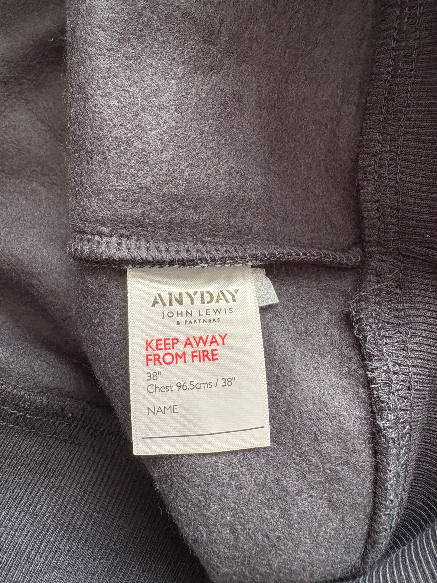 John Lewis Anyday Sweatshirt Colour Navy Size 38 Inches