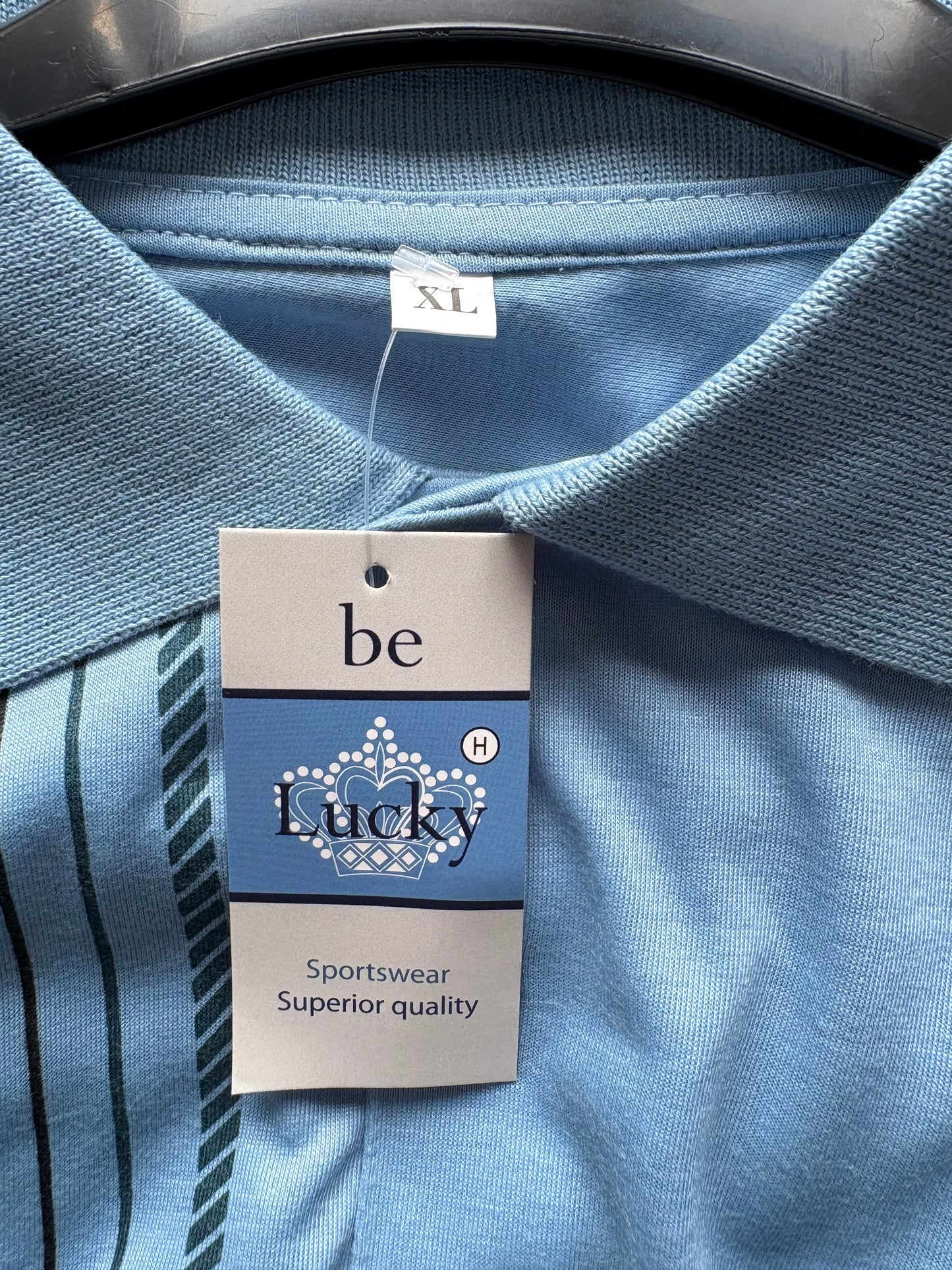 Be Lucky Short Sleeve Polo Shirt Colour Light Blue Size XL