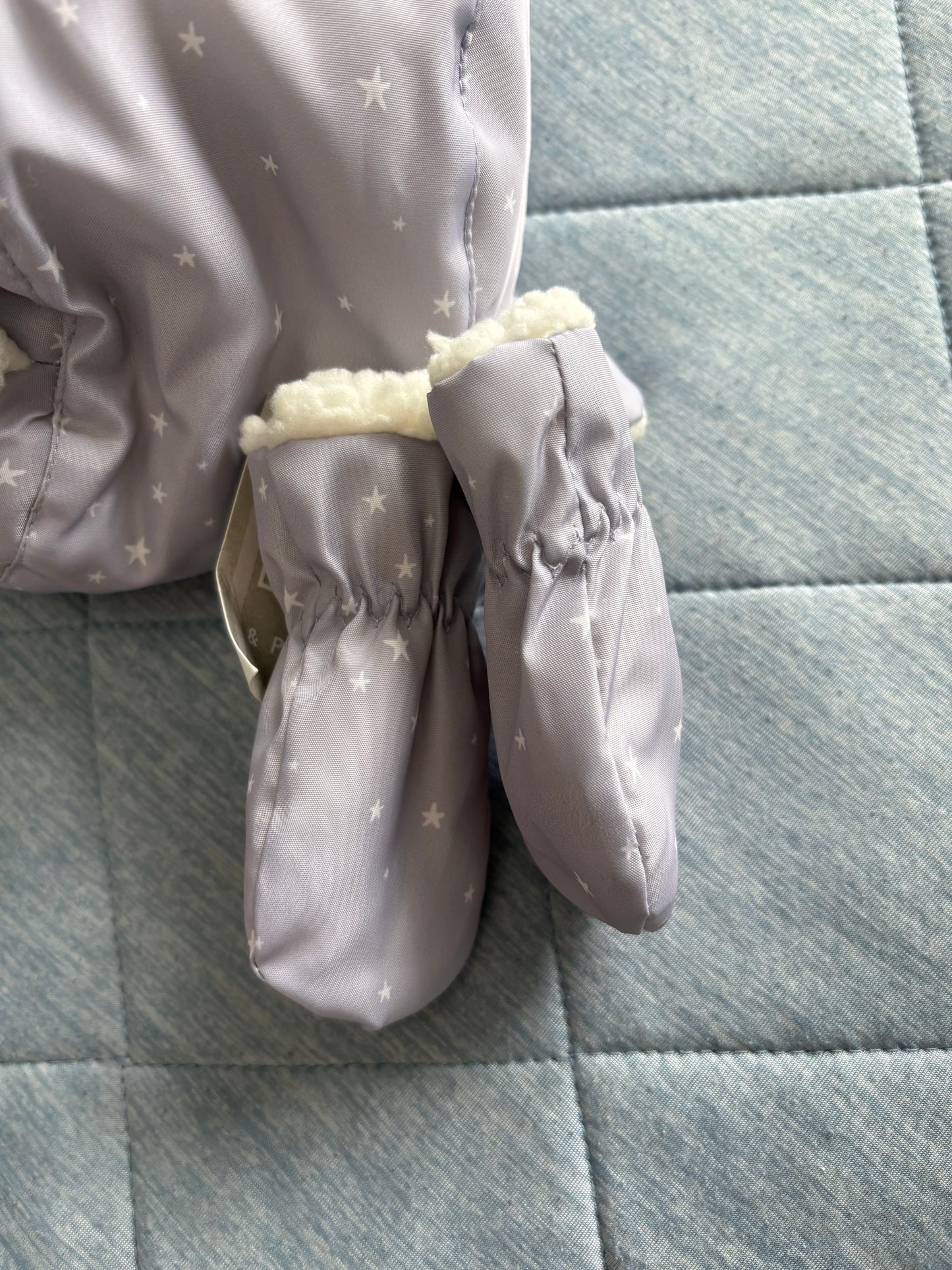 John Lewis Hat And Gloves set Colour Lilac/white Size 0-3 Months