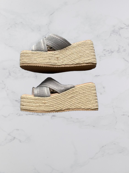 Mulanka Wedge Sandals Colour Silver Size 38 UK Size 5