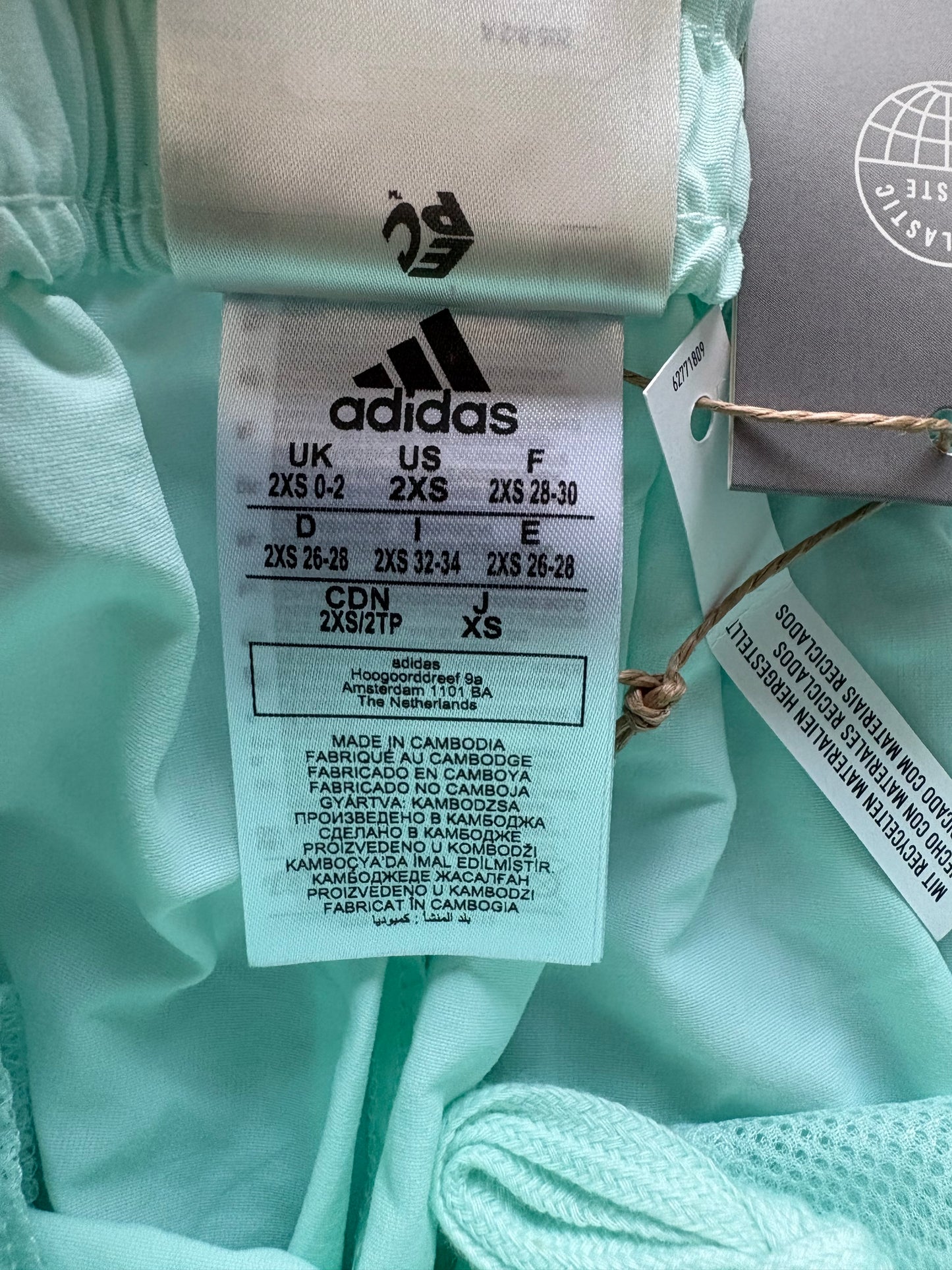 Adidas Bluv Q2 Shorts Size 2XS Colour Ice Mint/white