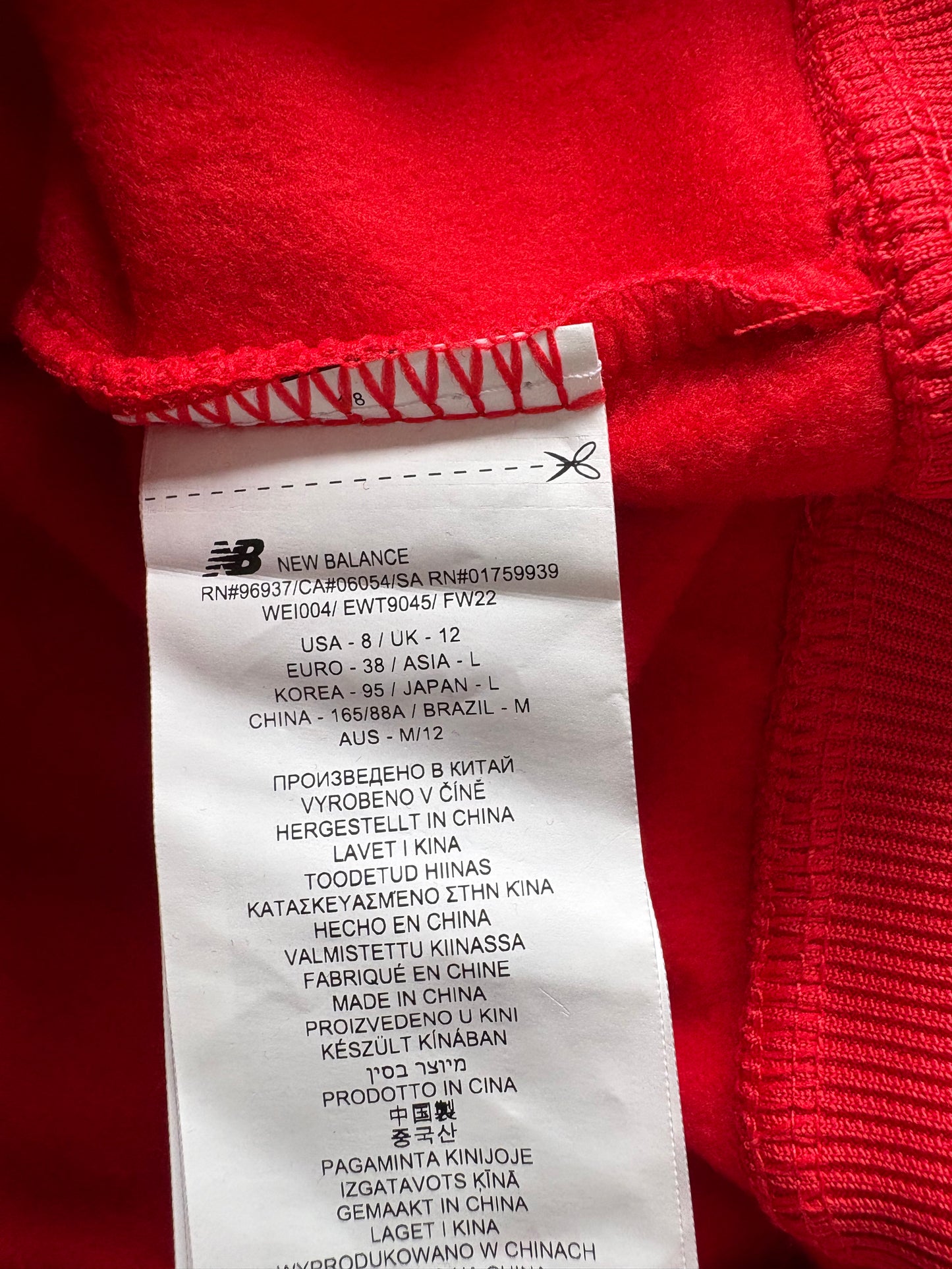 New Balance Hooded Jumper Colour Red/Navy Size 12