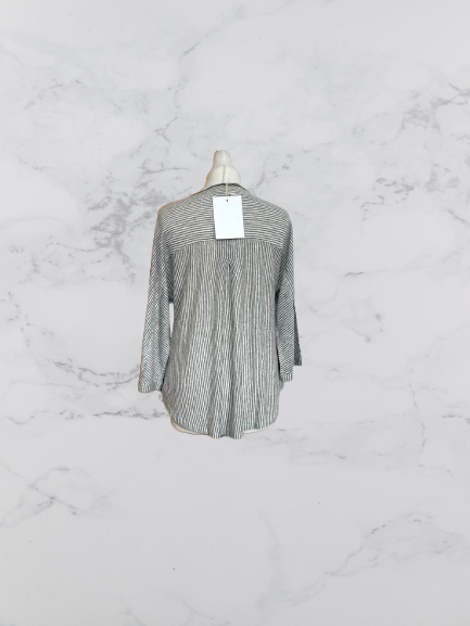 Wrap London Linen 3/4 Sleeve Top Colour Khaki Size 14