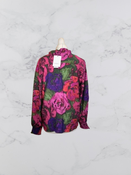 b.young Byibine Smock Blouse Colour Fuchsia Red Mix Size 14