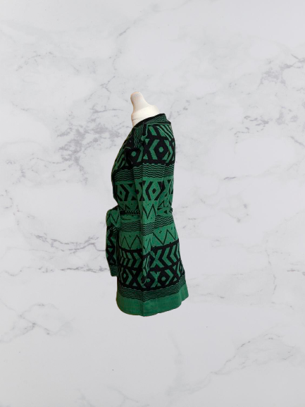 Flam Mode Tie Front Cardigan Colour Green/ Black One Size 8-14
