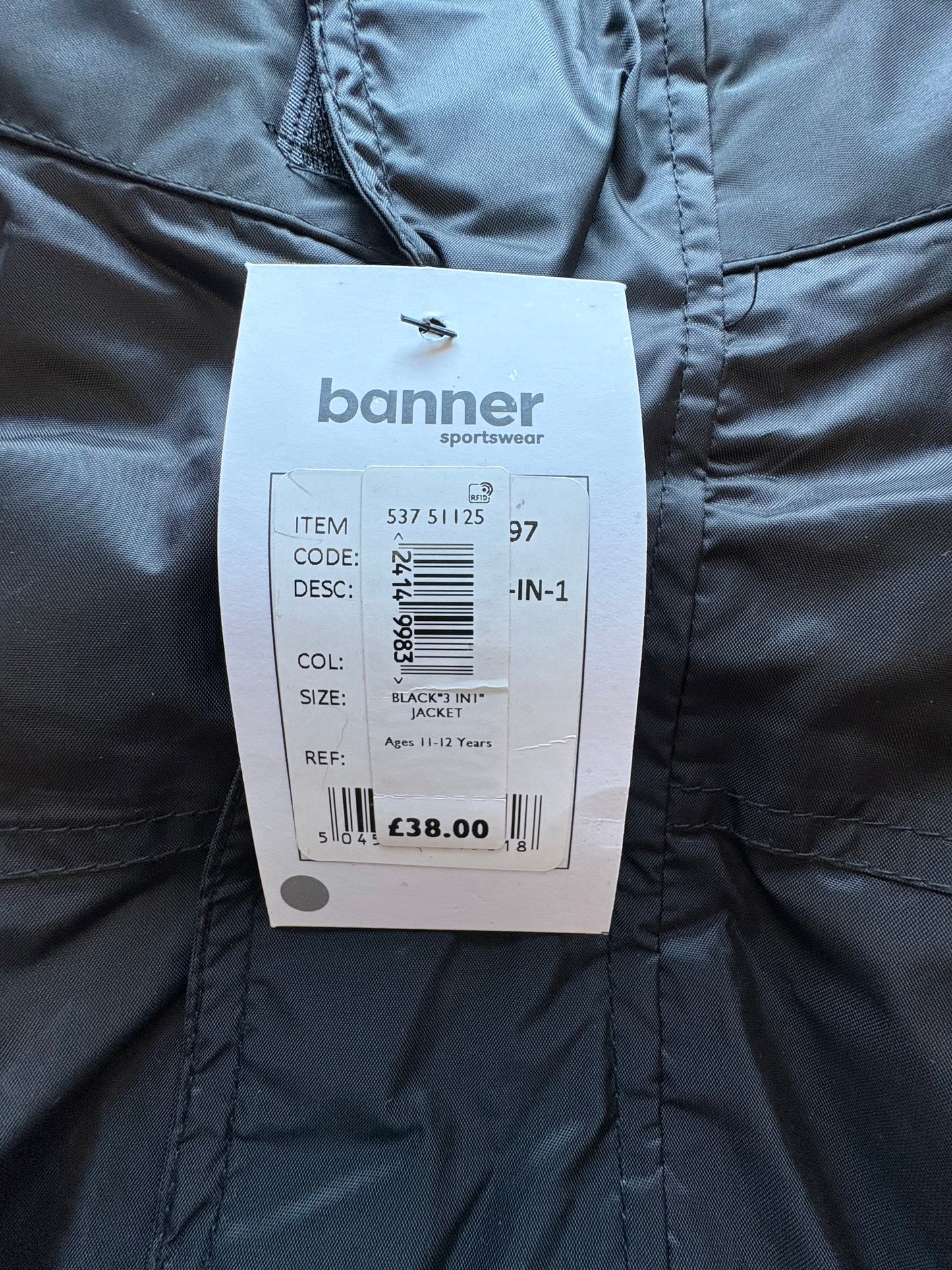 Banner Keswick 3 in 1 Jacket Colour Black Size 32" 11-12 Years