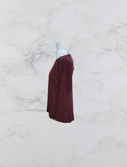 Wrap London Linen Blend Long Sleeve Top Colour Mahogany Size 6