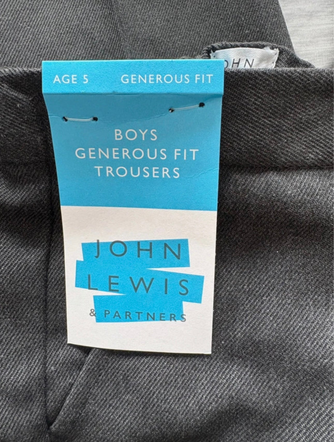 John Lewis Generous Fit Trousers Colour Dark Grey Size 5 Years