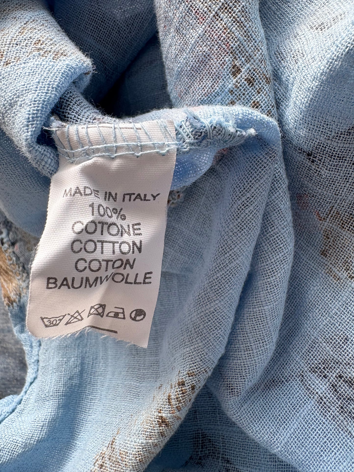 Made In Italy Luisa 3/4 Sleeve top Colour Light Blue Multi
One size 12-20