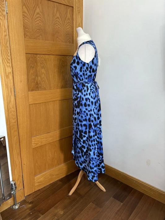 Dancing Leopard Kyla Leopard Sleeveless Wrap Dress Colour Blue/Black Size 10