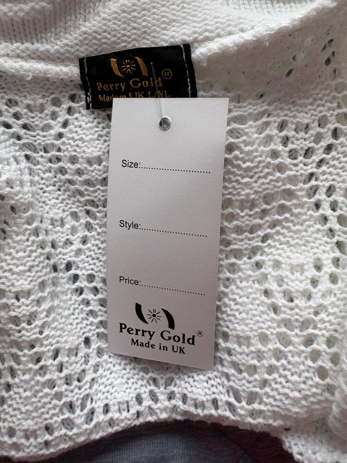 Perry Gold Short Sleeve Crochet Cardigan Colour White Size L/XL