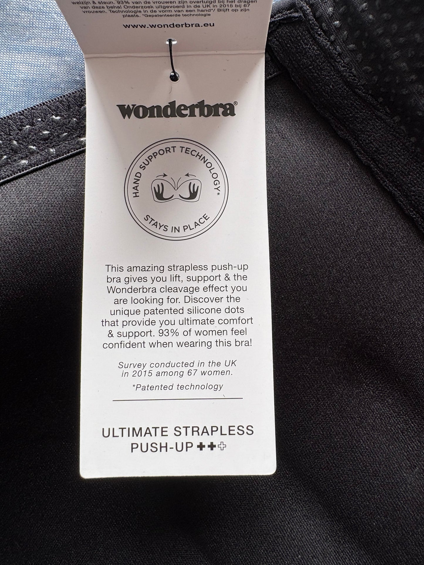 Wonderbra Ultimate Strapless Push Up Bra Colour Black Size 32F