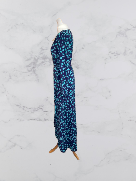 Dancing Leopard Jagger Polka Dot Maxi Dress Colour Navy/green Size 14