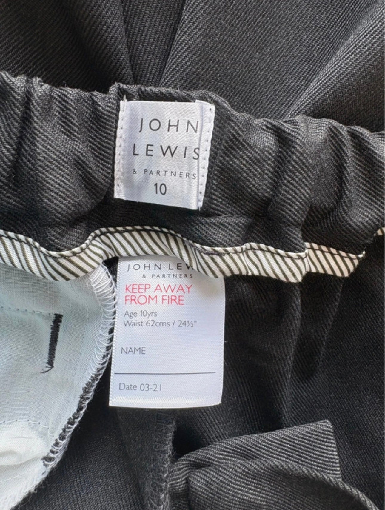 John Lewis Regular Fit Longer Length Trousers Colour Grey Size 10 Years