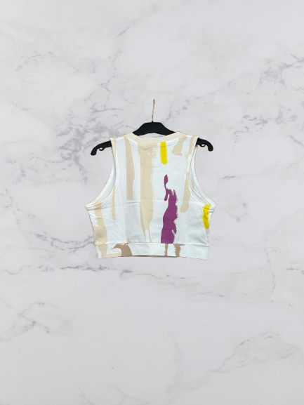 Adidas Originals sleeveless cropped tank Colour White Multi Size 10