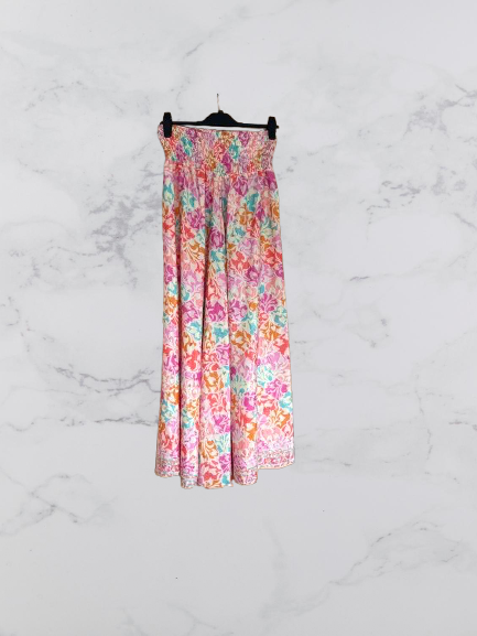 BHOO Wide Leg Boho Trousers Colour Pink Multi One Size 6-16