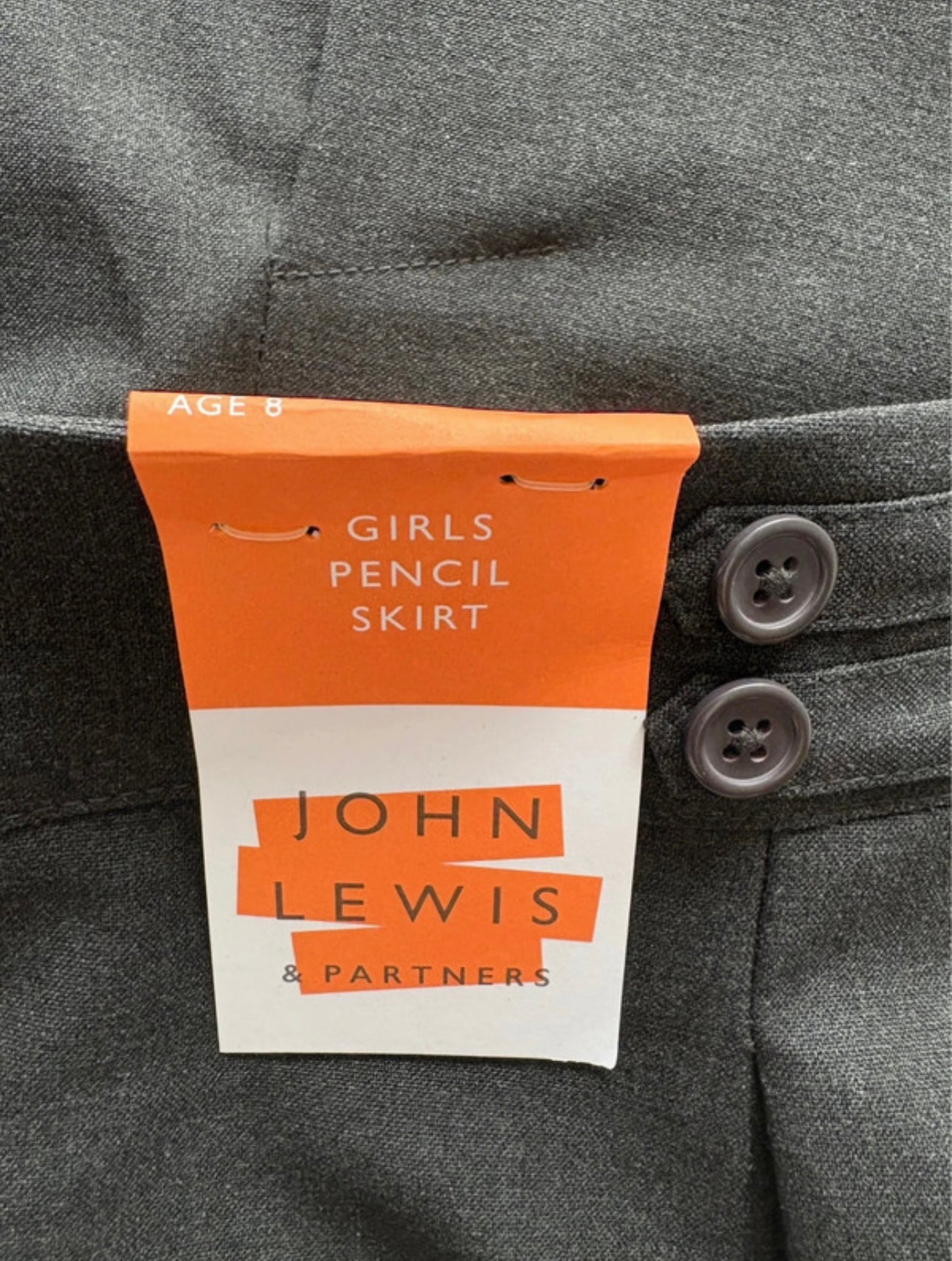 John Lewis Pencil Skirt Colour Grey Size 8 Years