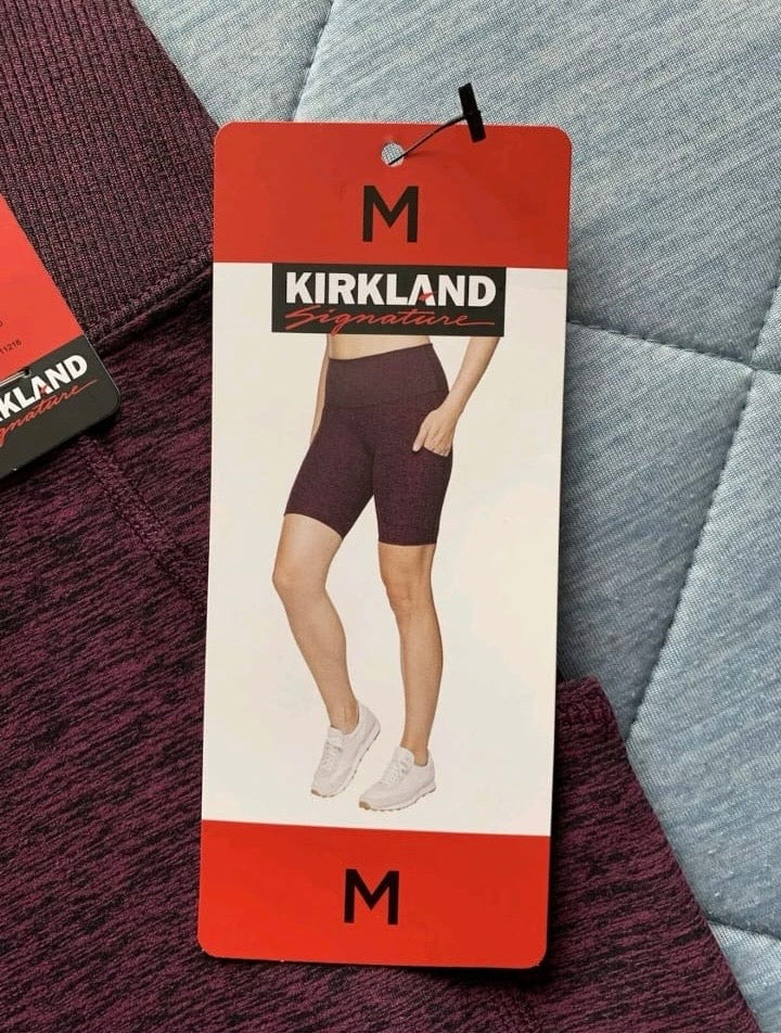 Kirkland Signature Ladies Brushed Bike Shorts Colour Burgundy Marl Size Medium