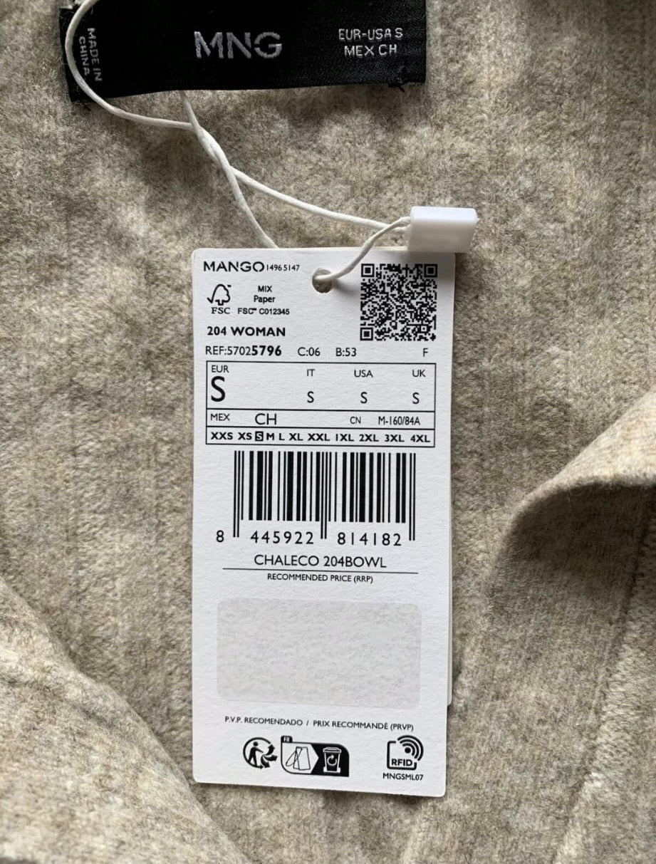 Mango Knitted polo-neck gilet Colour Beige Size S