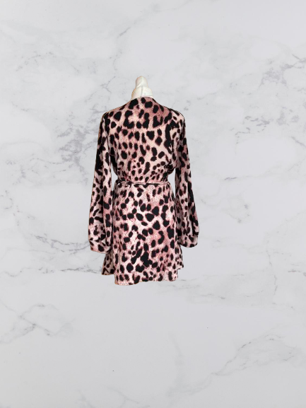 Dancing Leopard Ginger Mini Wrap Dress Colour Leopard Size 14
